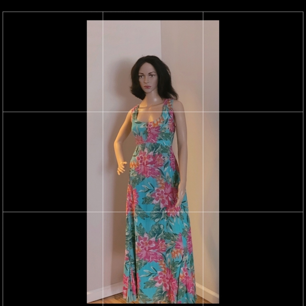 Maxi pink and green flowered dresse from East, size 10